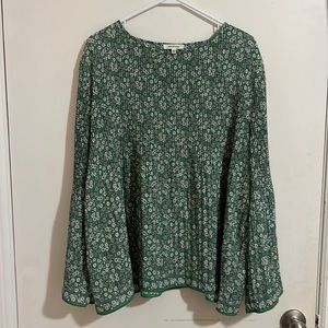 Long Sleeve Green Floral Top